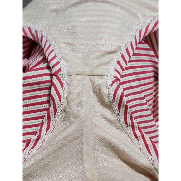 Betsey Johnson Red White & Gold Dot Striped Vintage Style Swimsuit Medium - Picture 7 of 8